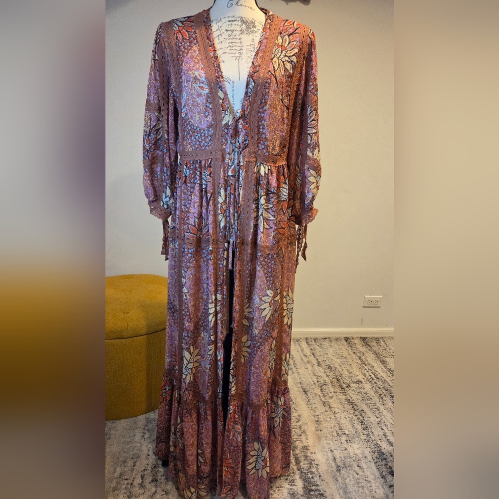 Free People Charlotte Rose Combo Grassland Kimono, Size XS. - Picture 3 of 16